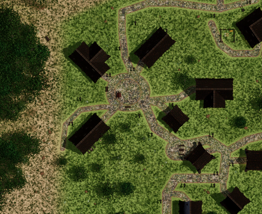 A north-up top-down view of Bellacosta and its surroundings